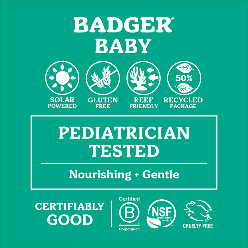Badger Baby & Toddler Mineral Sunscreen SPF 30 - Broad Spectrum UVA/UVB - Chamomile Calendula - Water Resistant 87ml - New
