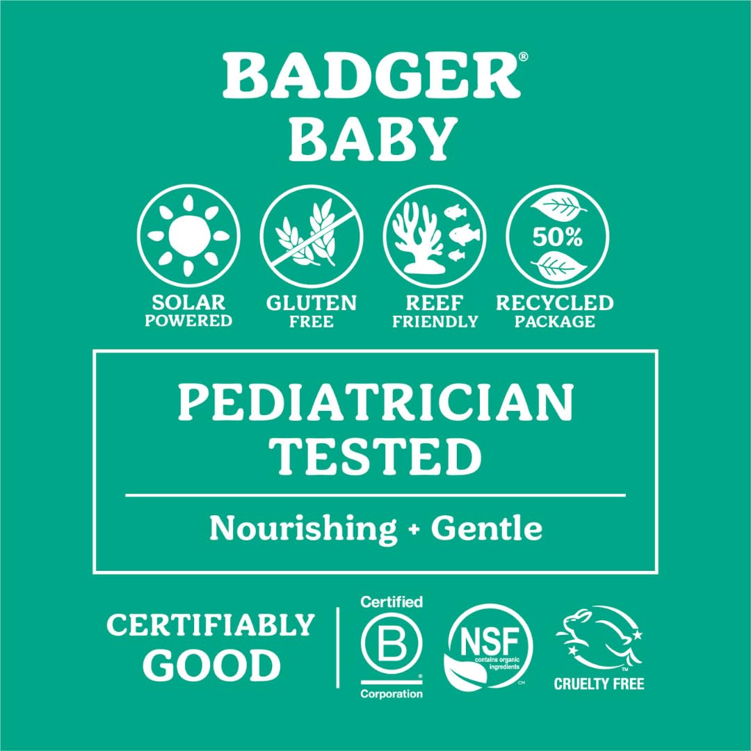 Badger Baby & Toddler Mineral Sunscreen SPF 30 - Broad Spectrum UVA/UVB - Chamomile Calendula - Water Resistant 87ml - New