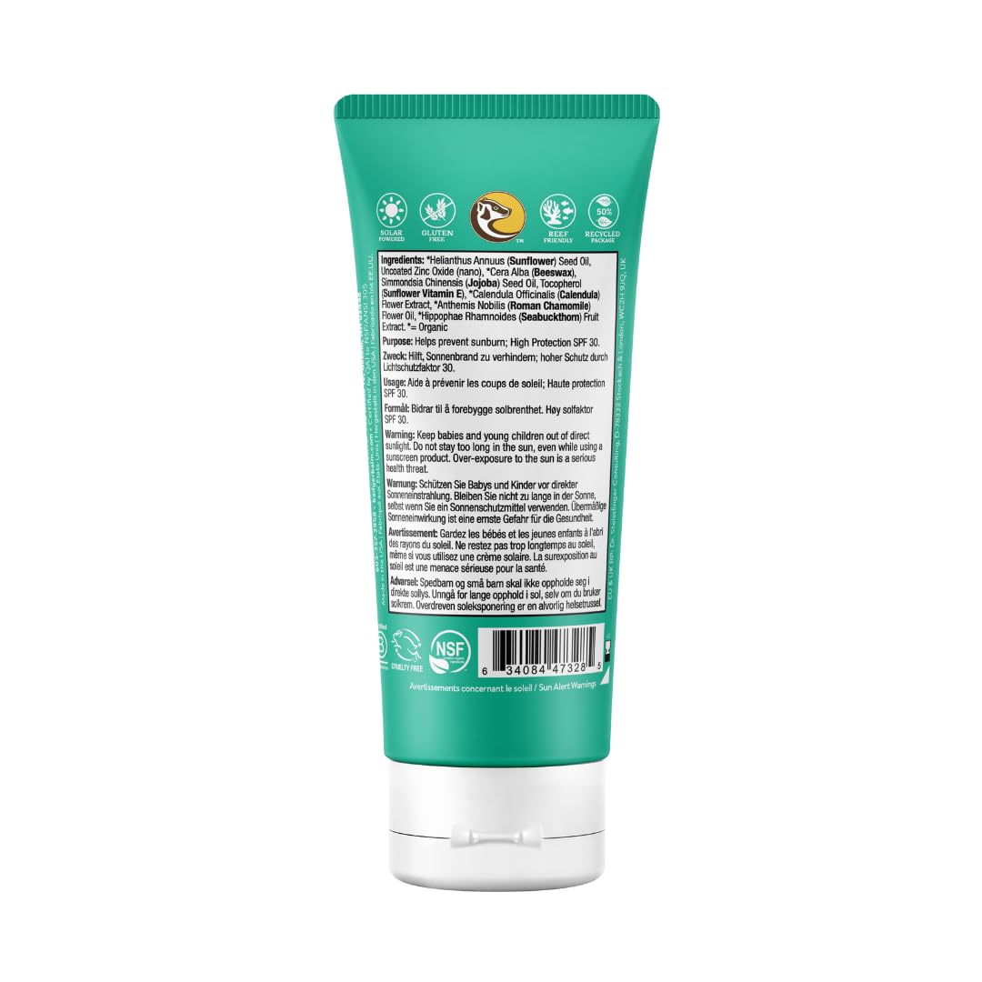 Badger Baby & Toddler Mineral Sunscreen SPF 30 - Broad Spectrum UVA/UVB - Chamomile Calendula - Water Resistant 87ml - New