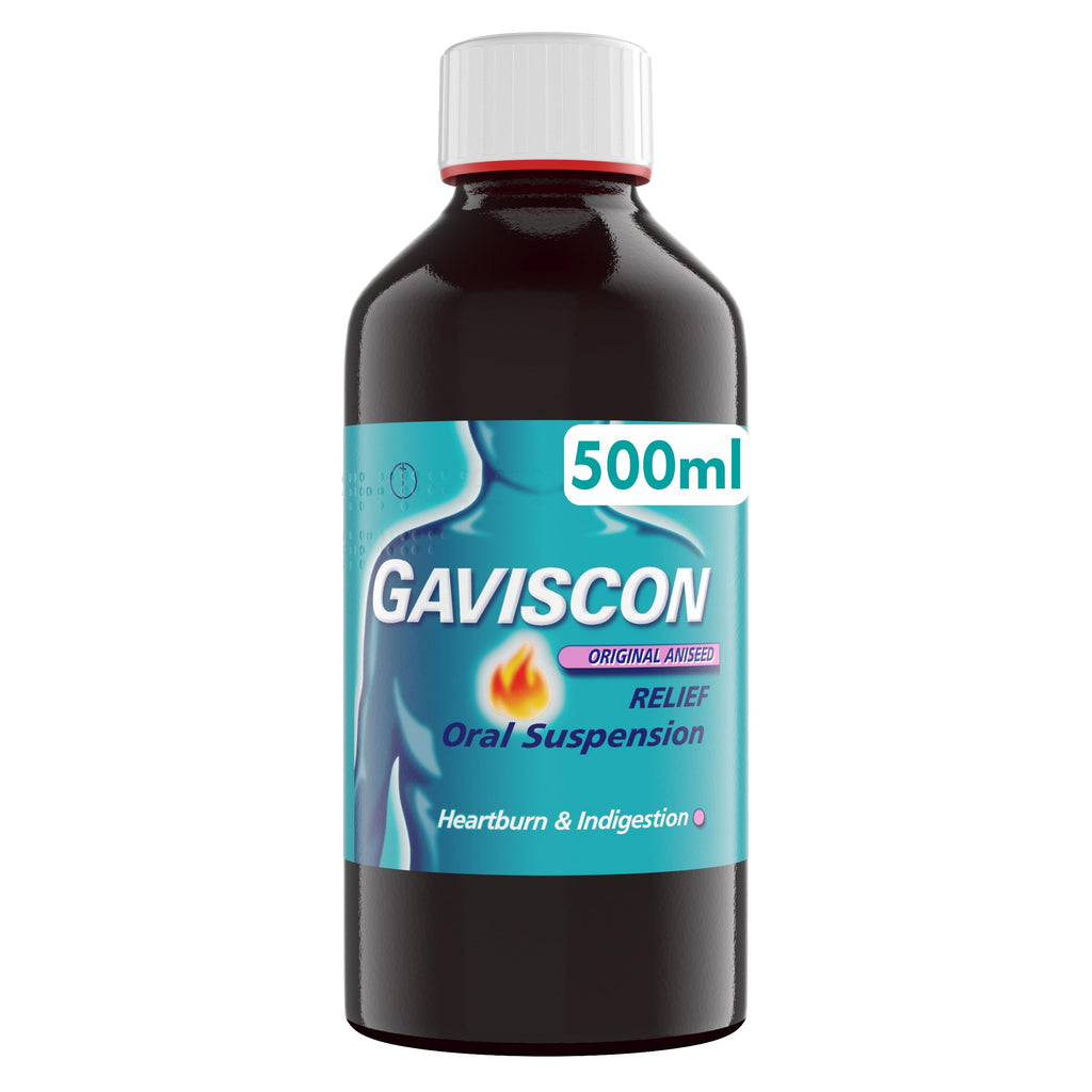 Gaviscon Original Aniseed Flavour Liquid 500ml Heartburn Indigestion Relief Oral Solution - New - BBE 02/2028