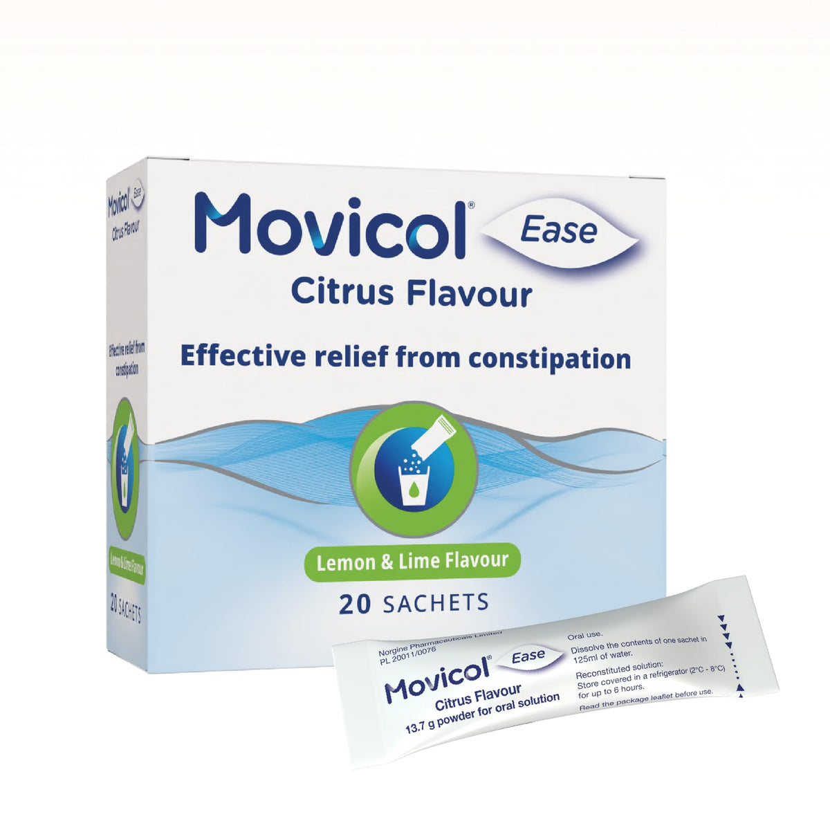 Movicol Ease Stick Sachets – Citrus 20 Pack – Constipation Relief Laxative for Adults – Hydrates & Softens Stool - New - BBE 11/2027