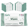 Naty Baby Wipes for Sensitive Skin - 98% Water - 672 Count - 12 Packs - Eco-Friendly Plant-Based Newborn Wipes - Like New