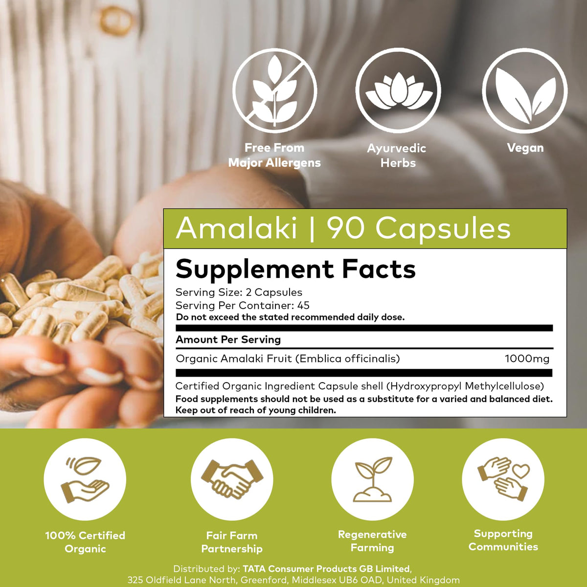 Organic India Amalaki Amla Ayurvedic Herbal Supplement - 90 Capsules - Vitamin C Antioxidant Support - New - BBE 12/2027