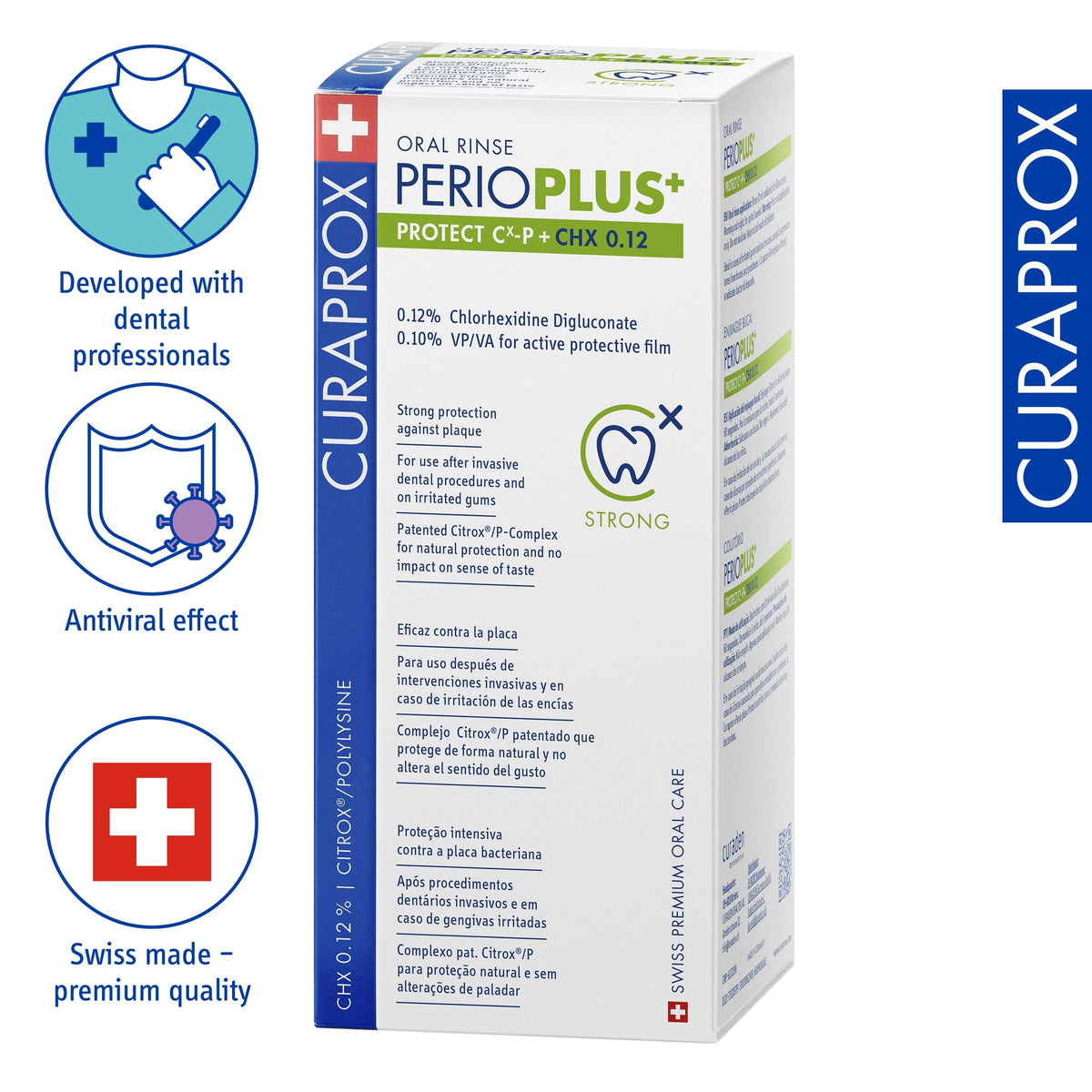 Curaprox Perio Plus Protect Mouthwash - Swiss Designed Oral Rinse - 200ml (assuming standard size) - Damaged Box - BBE 09/2028