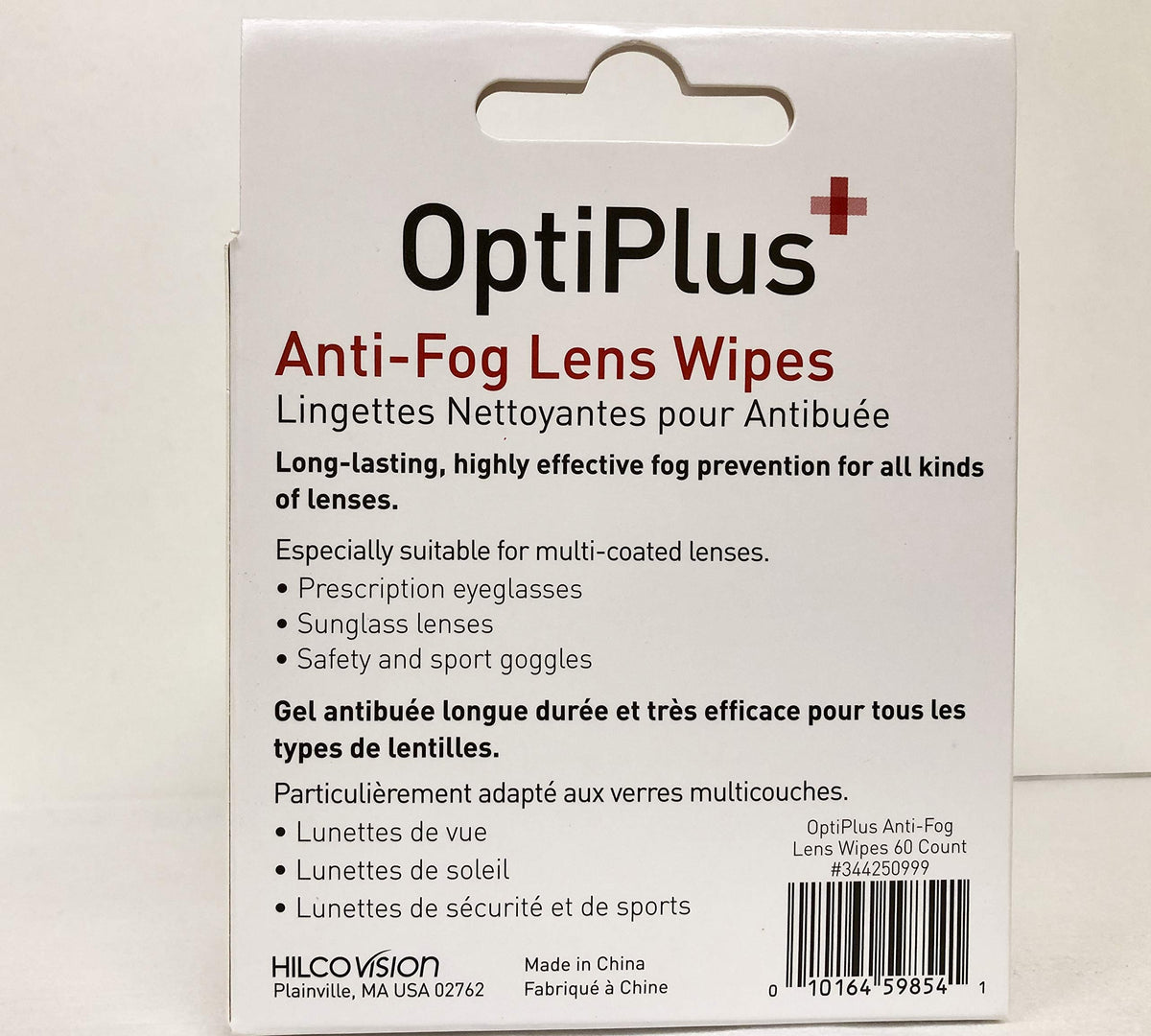Hilco Anti-Fog Spectacle Lens Wipes - 60 Count Box - Glasses & Goggles Cleaner - Damaged Box