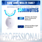 Teeth Whitening Kit with LED Light - 5 Gels - Wireless, Water-Resistant - Gentle for Sensitive Teeth - Home Use Stain Remover - Like New - BBE 03/2029