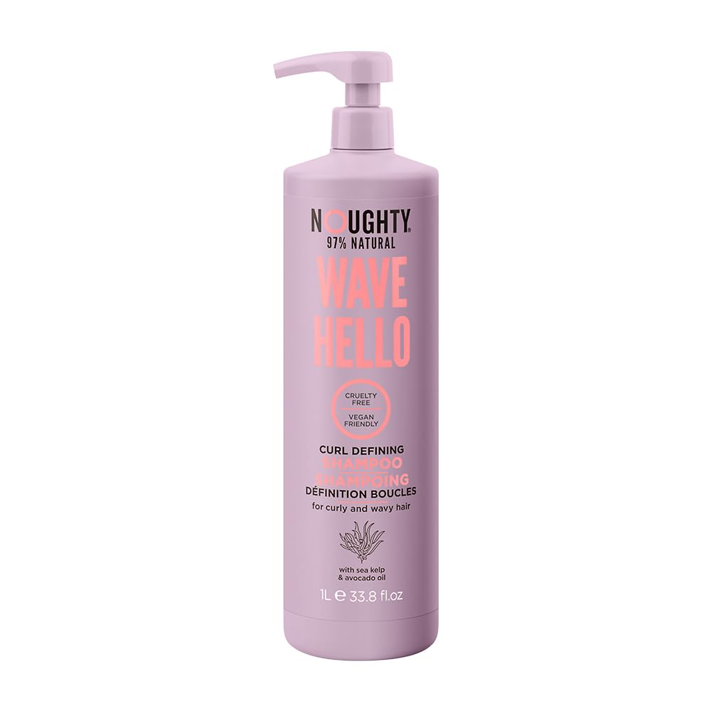 Noughty Wave Hello Curl Defining Shampoo - Curly Hair - 1 Litre - Vegan Cruelty-Free Haircare - New