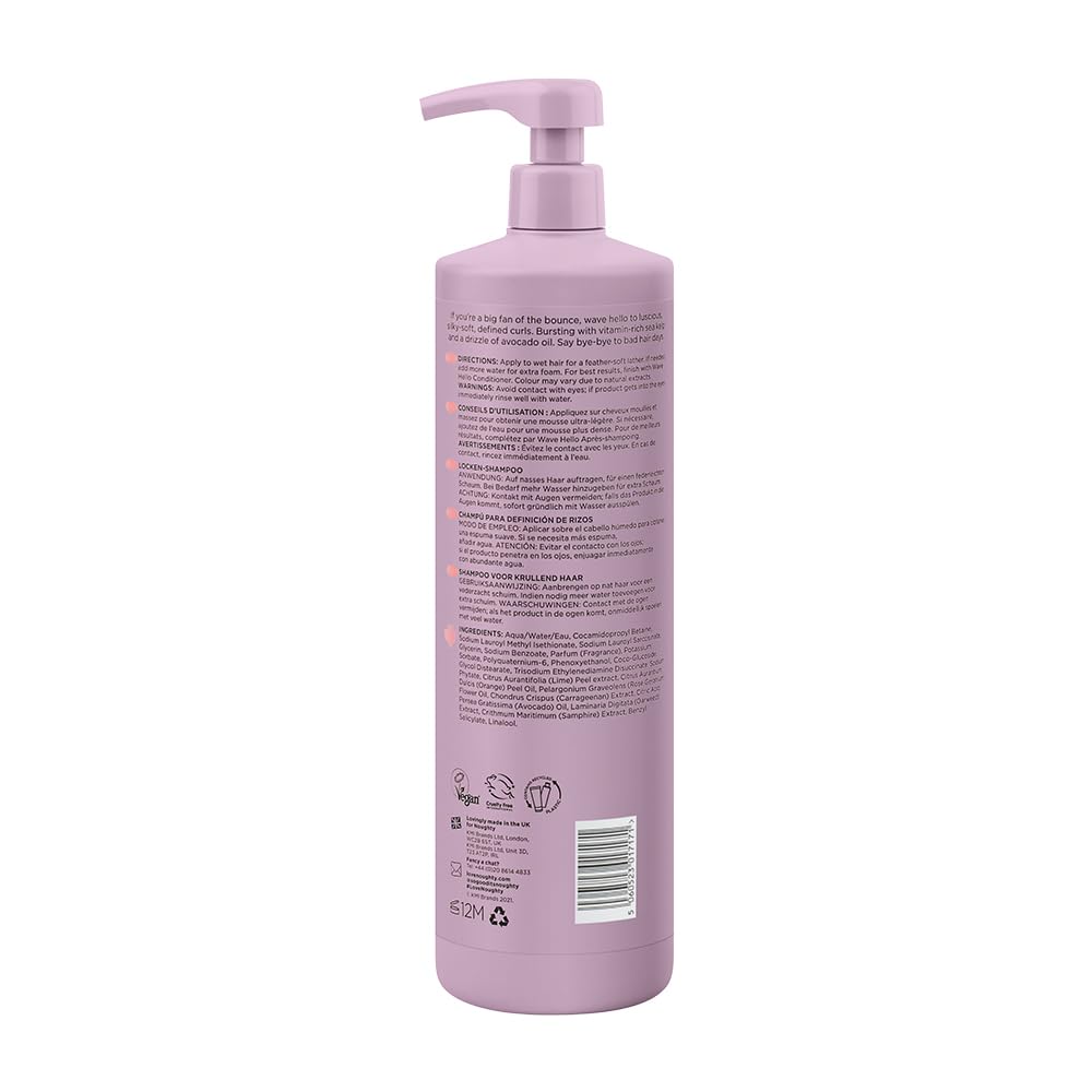Noughty Wave Hello Curl Defining Shampoo - Curly Hair - 1 Litre - Vegan Cruelty-Free Haircare - New