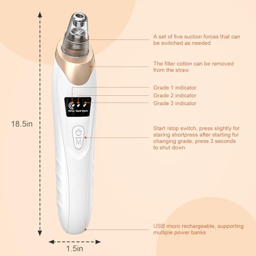 IGEAIIE Blackhead Remover Vacuum - Pore Cleaner Tool - 5 Suction Heads - 3 Modes - Deep Cleansing Device - Damaged Box