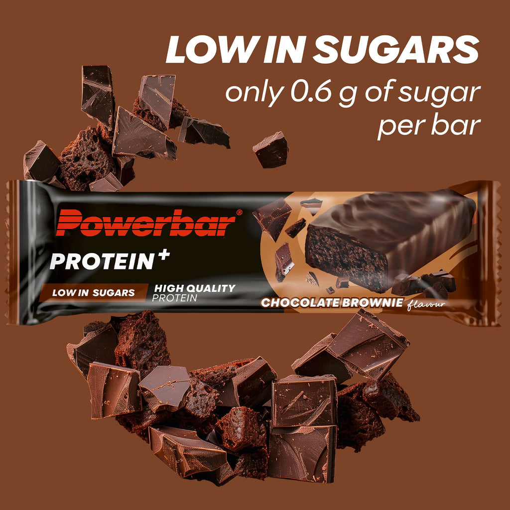 Powerbar Protein Plus Low Sugar Bar - Chocolate Brownie - 16x 35g - High Protein Snack Bar - New - BBE 04/2026