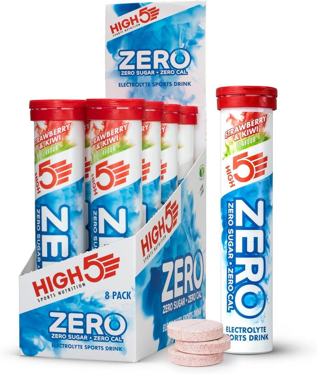 HIGH5 Zero Electrolyte Tablets - Hydration Drink Tabs - Strawberry & Kiwi - 8x 20 Tabs - 160 Tablets Total - Damaged Box - BBE 12/2027