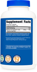 Nutricost Magnesium+ Extra Strength 420mg 240 Capsules - Magnesium Oxide Glycinate Non-GMO Vegan Friendly Supplement - New - BBE 09/2026