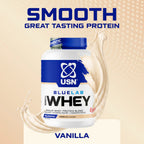 USN BlueLab 100% Whey Protein Powder - Vanilla - 2kg - 58 Servings - High Protein Shake - Muscle Growth & Recovery - New - BBE 07/2028