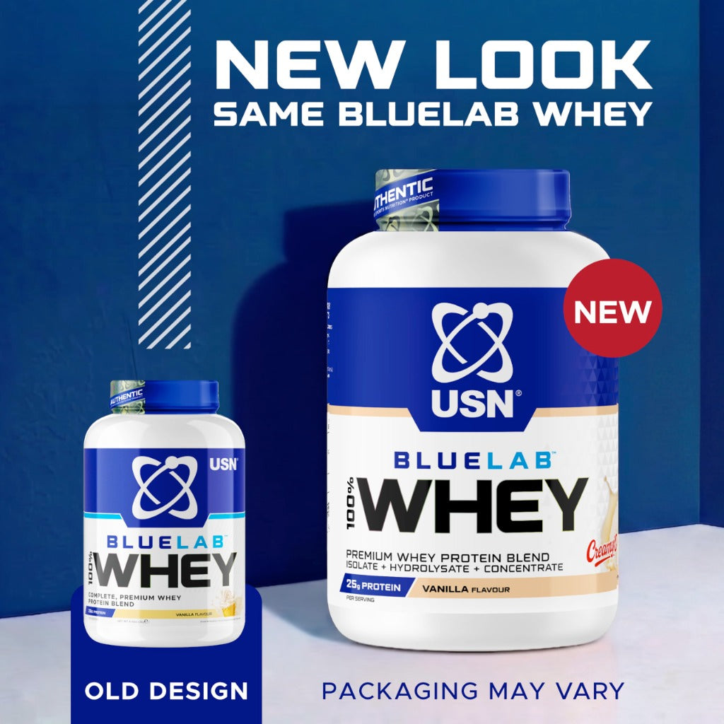 USN BlueLab 100% Whey Protein Powder - Vanilla - 2kg - 58 Servings - High Protein Shake - Muscle Growth & Recovery - New - BBE 07/2028
