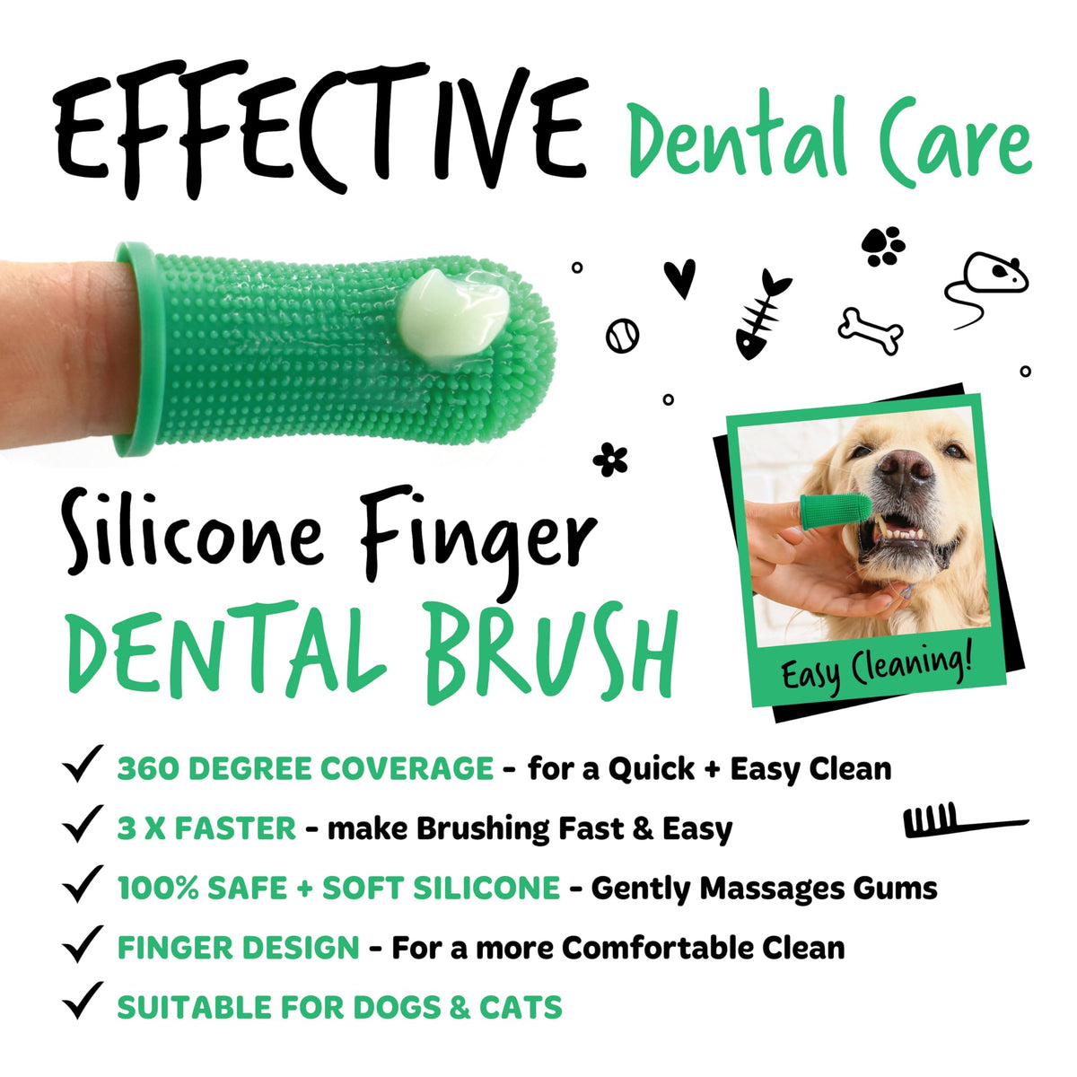 Bugalugs Dental Care Kit - Dog & Cat Toothpaste, 2 Finger Toothbrushes, Plaque Removal, Fresh Breath - Very Good - BBE 01/2028