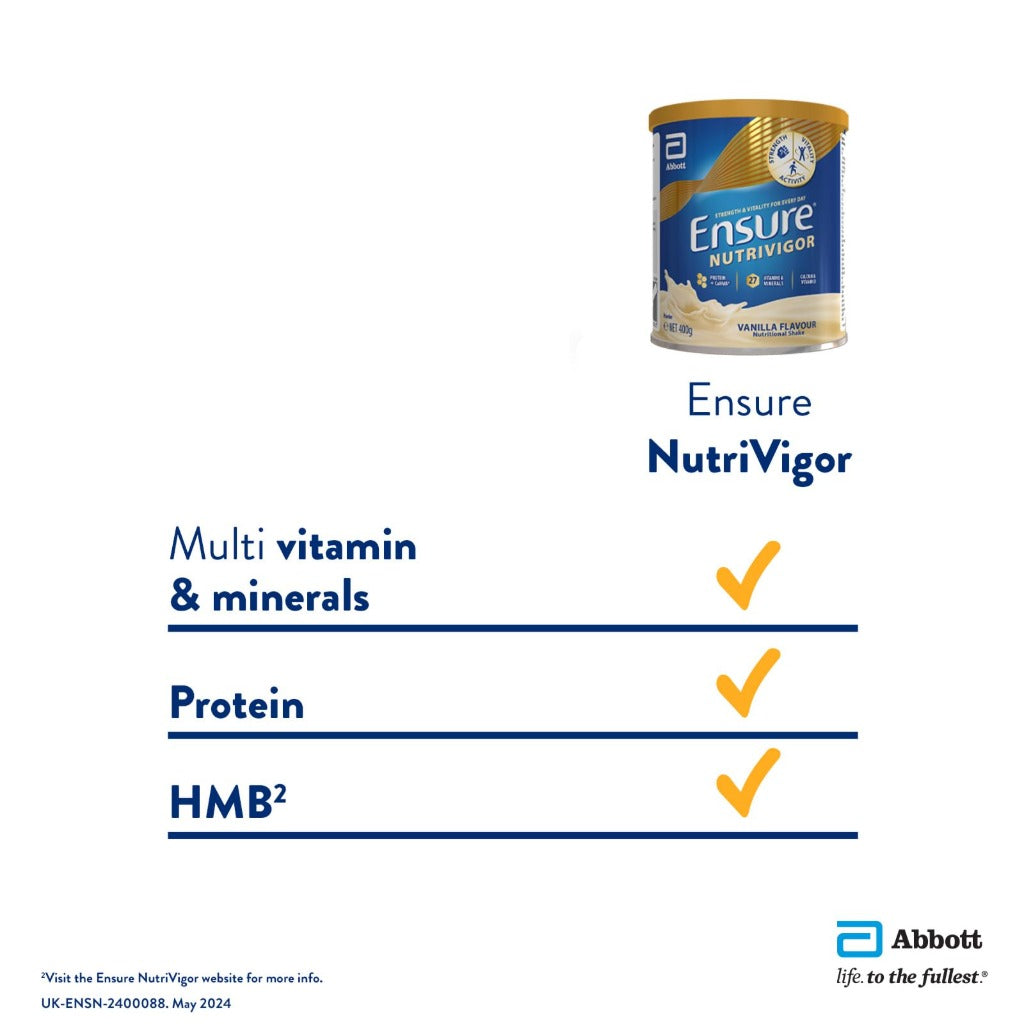 Ensure NutriVigor Vanilla Flavour Shake 400g - Nutritional Supplement Powder - Adult Protein Vitamin Drink - New - BBE 02/2029