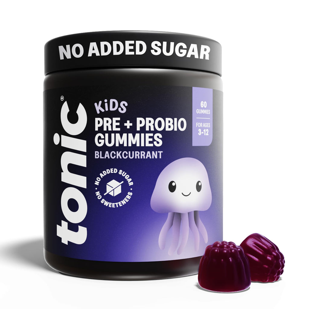Tonic Health Kids Prebio & Probio Gummies - Blackcurrant - 60 Count - Vegan - Gut & Immune Health - Ages 3-12 - No Added Sugar - New - BBE 07/2027