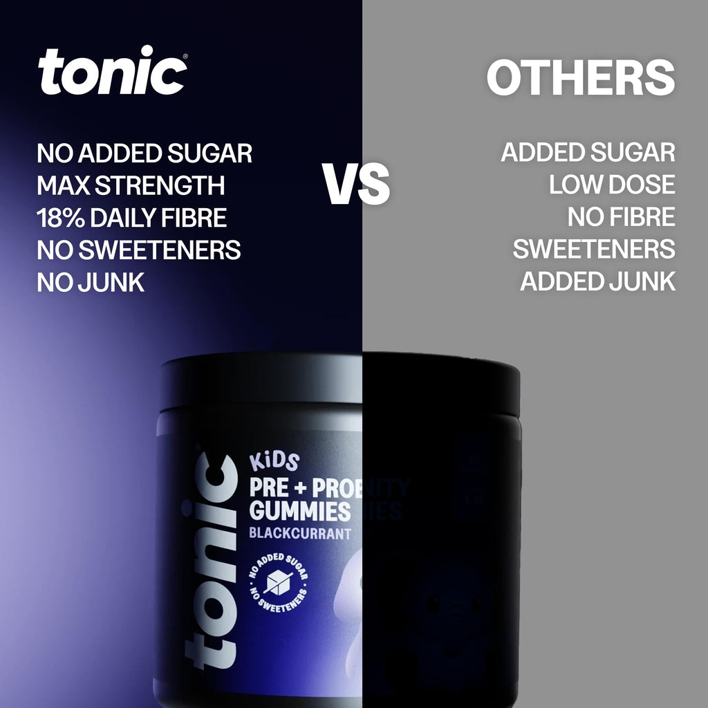 Tonic Health Kids Prebio & Probio Gummies - Blackcurrant - 60 Count - Vegan - Gut & Immune Health - Ages 3-12 - No Added Sugar - New - BBE 07/2027