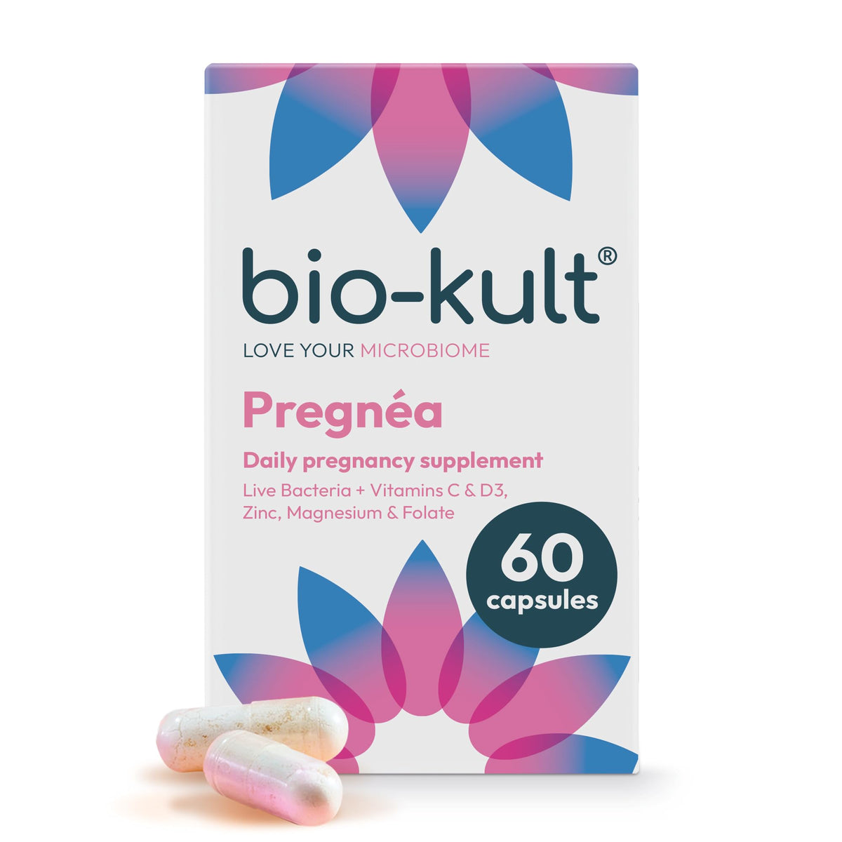 Bio-Kult Pregn'ea Prenatal Postnatal Probiotic 6 Strains Folic Acid Vitamin D C Zinc Magnesium 60 Capsules - Damaged Box - BBE 08/2026