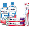 Corsodyl Gum Care Bundle - 2x Ultra Clean Toothpaste, 2x Daily Mouthwash Cool Mint 500ml, 1x Soft Toothbrush Set - Like New - BBE 01/2027