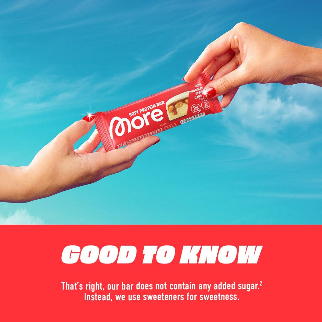 MORE Soft Protein Bar - Caramel Crunch - 10 x 50g - High Protein No Added Sugar Snack Bar - Like New - BBE 09/2026