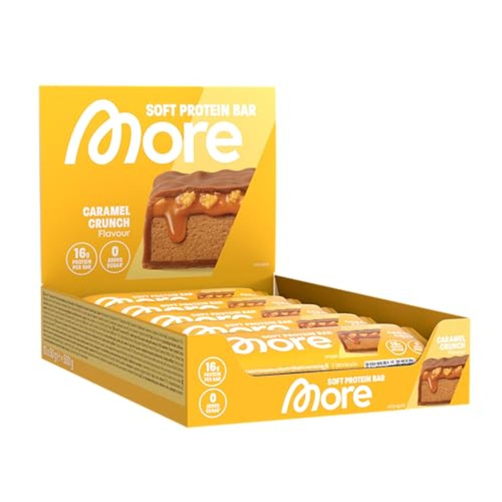 MORE Soft Protein Bar - Caramel Crunch - 10 x 50g - High Protein No Added Sugar Snack Bar - Like New - BBE 09/2026