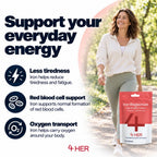 4 HER Gentle Iron Tablets 14mg Bisglycinate Iron Supplements for Women - 120 Tablets - UK Made - New - BBE 06/2029