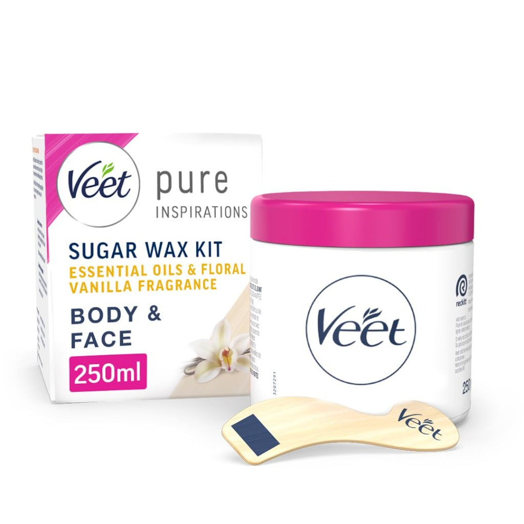 Veet Hot Wax Microwavable Jar - Essential Oils Floral Vanilla - Waxing Kit 250ml - Hair Removal - Damaged Box - BBE 09/2028