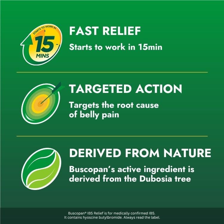 Buscopan Cramps 40 Tablets - Targeted Relief for Stomach & Belly Pain Discomfort - Damaged Box - BBE 05/2027
