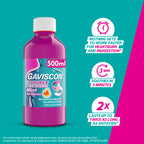 Gaviscon Double Action Mint Liquid 500ml - Heartburn & Acid Reflux Relief, Fast-Acting, Pregnancy Safe - New - BBE 01/2028