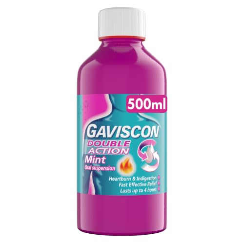 Gaviscon Double Action Mint Liquid 500ml - Heartburn & Acid Reflux Relief, Fast-Acting, Pregnancy Safe - New - BBE 01/2028