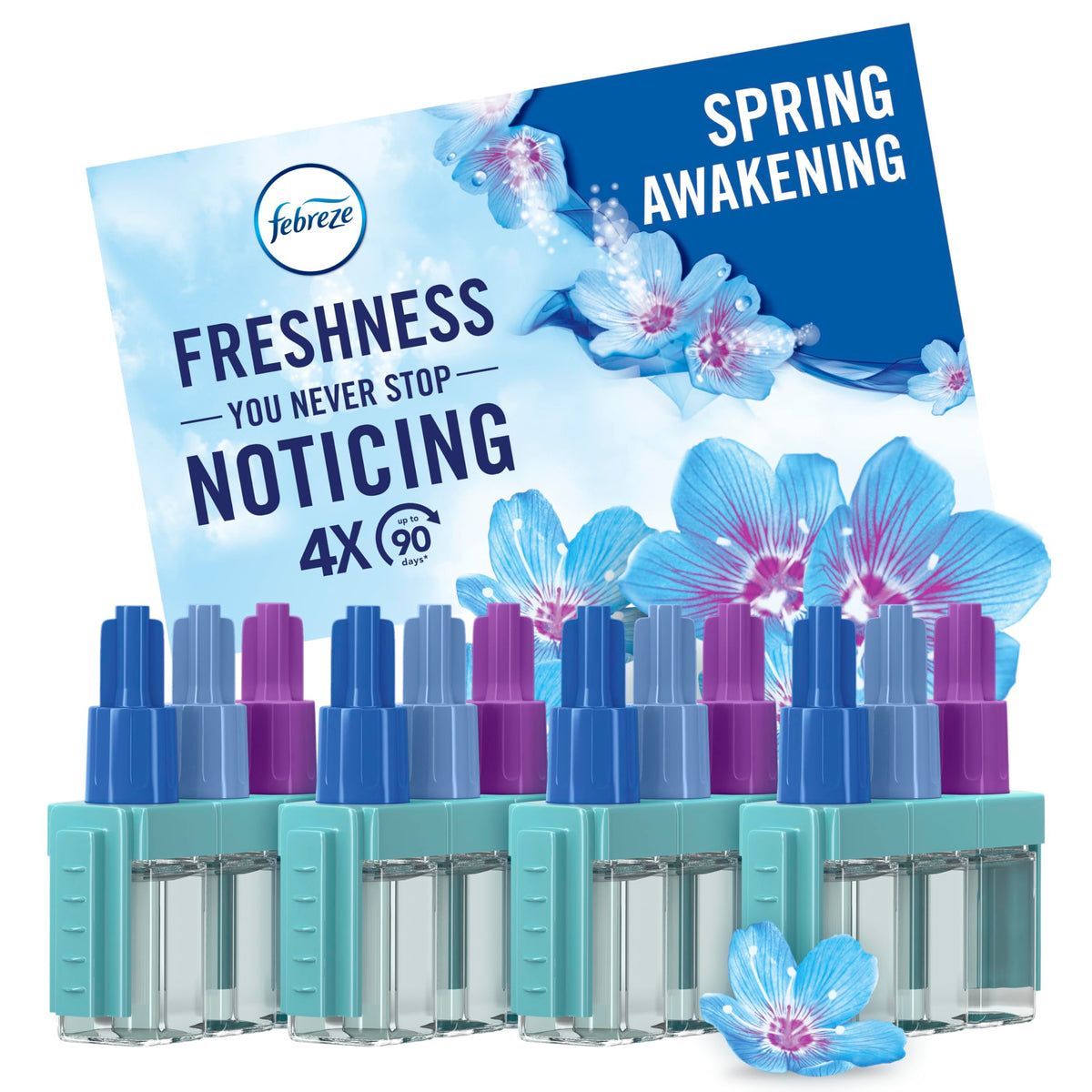 Febreze 3Volution Air Freshener Plugin Refill - Lenor Spring Awakening - 4x 20ml - Long Lasting Scent - New
