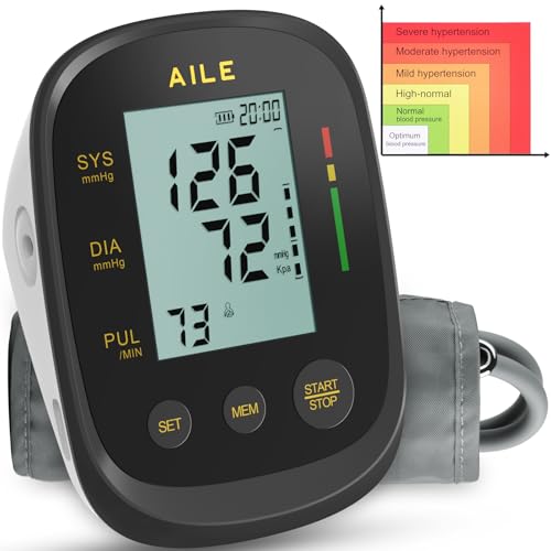 AILE Upper Arm Blood Pressure Monitor - Adjustable Cuff - 2x99 Memory Sets - Digital BP Machine - Damaged Box
