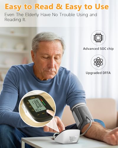 AILE Upper Arm Blood Pressure Monitor - Adjustable Cuff - 2x99 Memory Sets - Digital BP Machine - Damaged Box