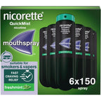 Nicorette QuickMist Mouth Spray Freshmint 6 x 150 Sprays - Nicotine Smoking Vaping Cessation Aid Quit Cravings 30s - New - BBE 01/2028