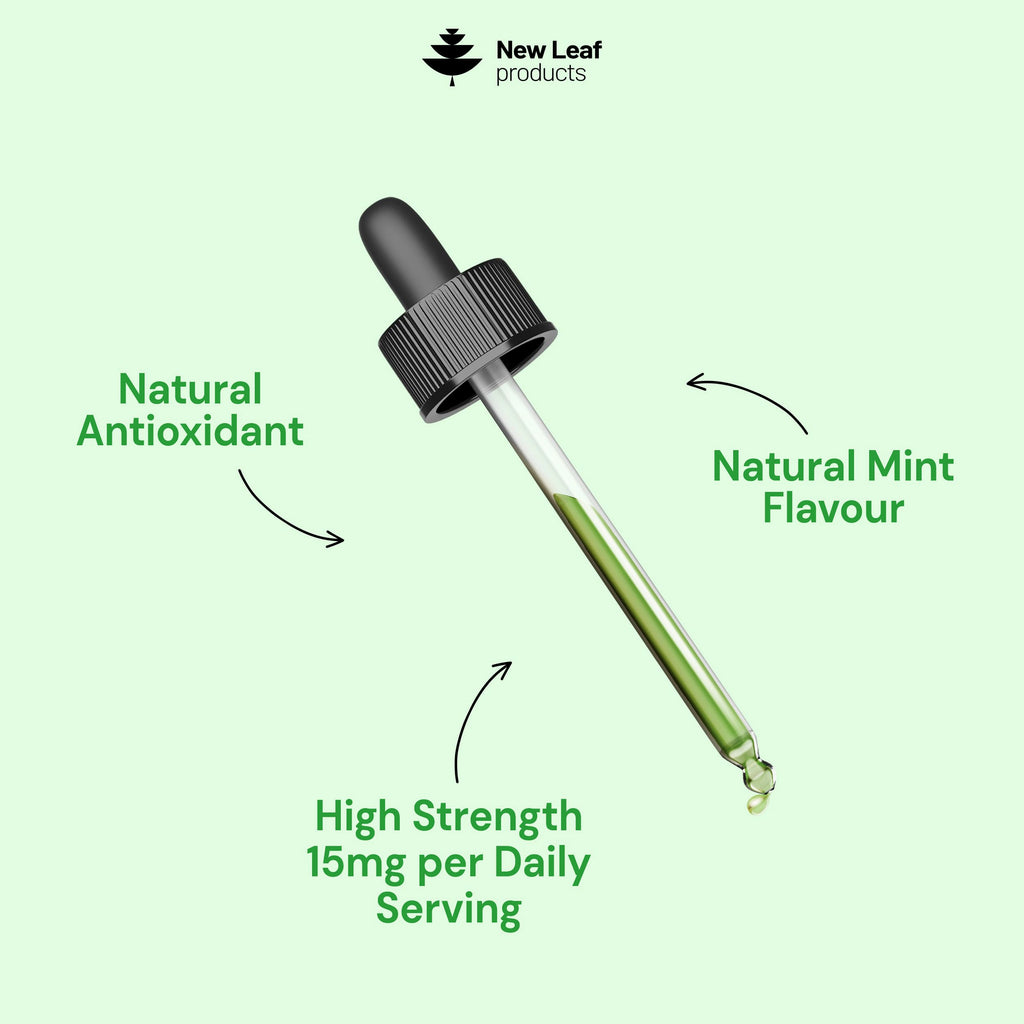 New Leaf Products Liquid Chlorophyll Drops for Water 100ml - High Strength 100mg Chlorophyll Drink - 100 Servings UK Made - Damaged Box - BBE 08/2027