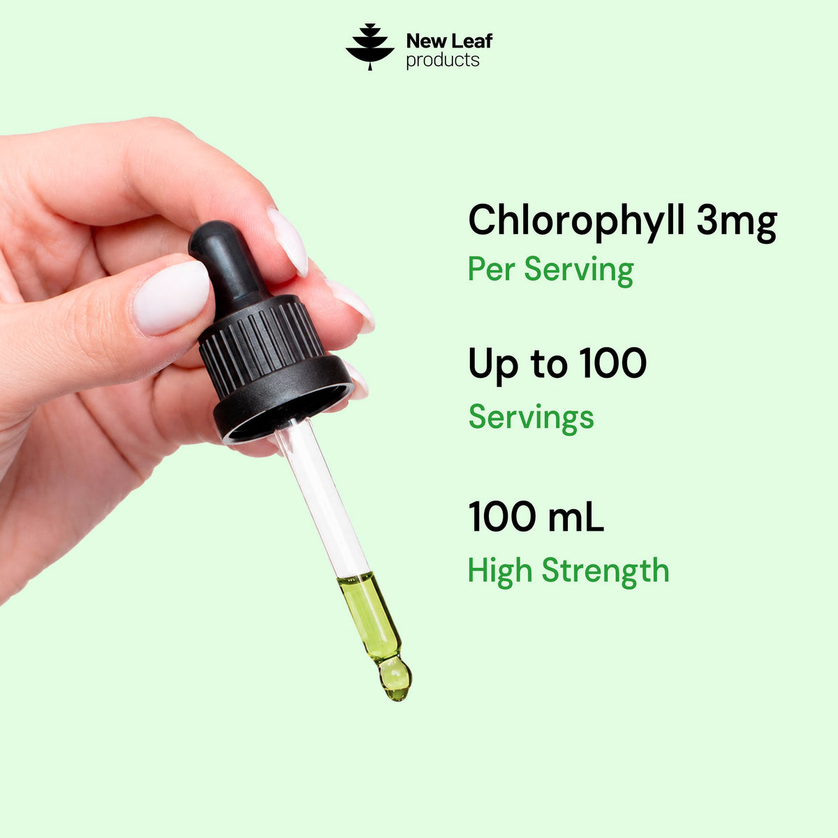 New Leaf Products Liquid Chlorophyll Drops for Water 100ml - High Strength 100mg Chlorophyll Drink - 100 Servings UK Made - Damaged Box - BBE 08/2027