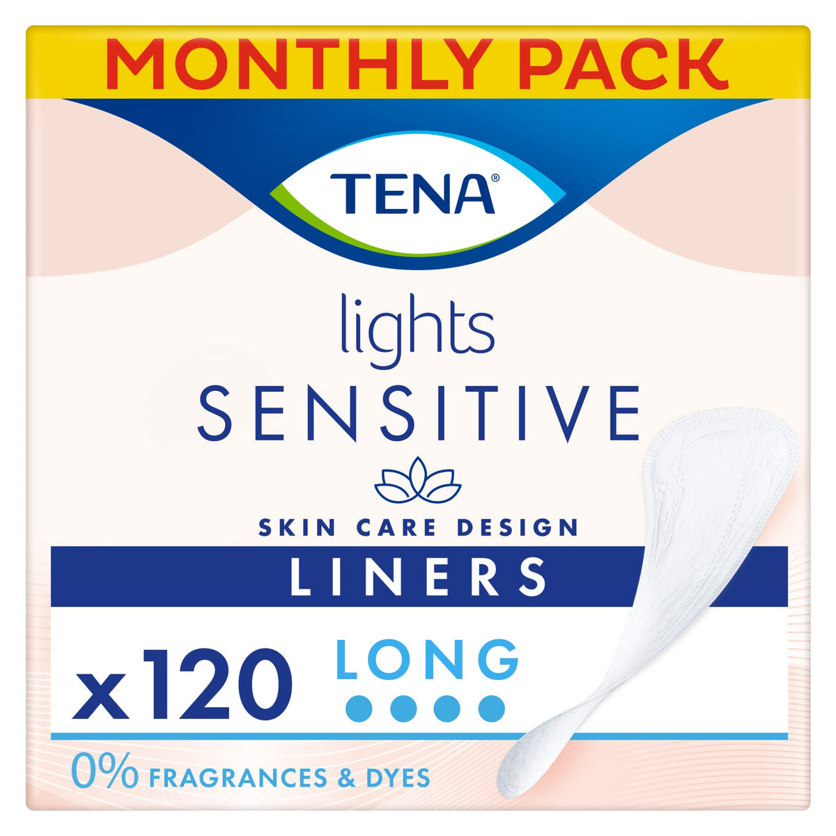 TENA Lights Long Liner - 120 Incontinence Liners - 20 x 6 Packs - Discreet Absorbency Pads for Women - Damaged Box