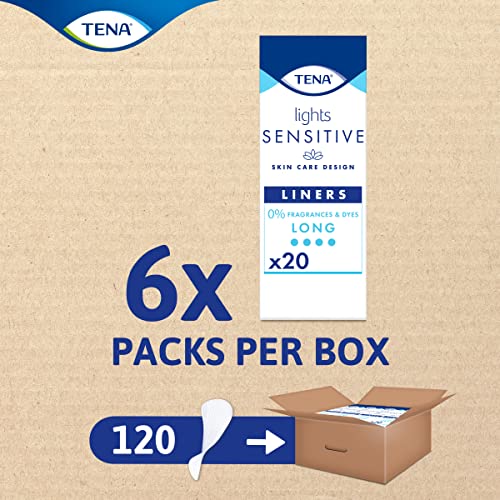 TENA Lights Long Liner - 120 Incontinence Liners - 20 x 6 Packs - Discreet Absorbency Pads for Women - Damaged Box