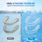 HYCHIKA Ultrasonic Retainer Cleaner Machine - 45kHz Sonic Dental Pod for Dentures, Aligners, Night Guards - 200mL, White - New