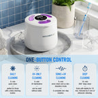 HYCHIKA Ultrasonic Retainer Cleaner Machine - 45kHz Sonic Dental Pod for Dentures, Aligners, Night Guards - 200mL, White - New