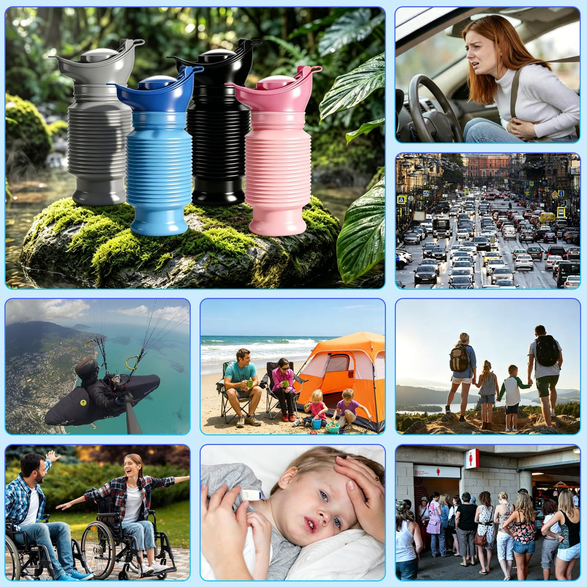 Topcloud Portable Urinal 750ML - Shrinkable Leak-Proof Unisex Emergency Travel Urinal for Adults, Elderly, Car, Camping, Bedside - Damaged Box