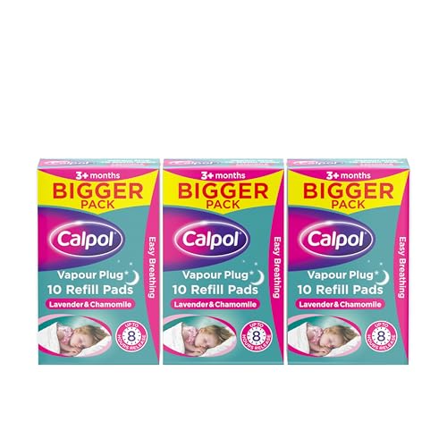 Calpol Vapour Plug Refill Pads - Lavender & Chamomile - 3 x 10 Pack - Infants 3+ Months & Adults Night-Time Comfort - New