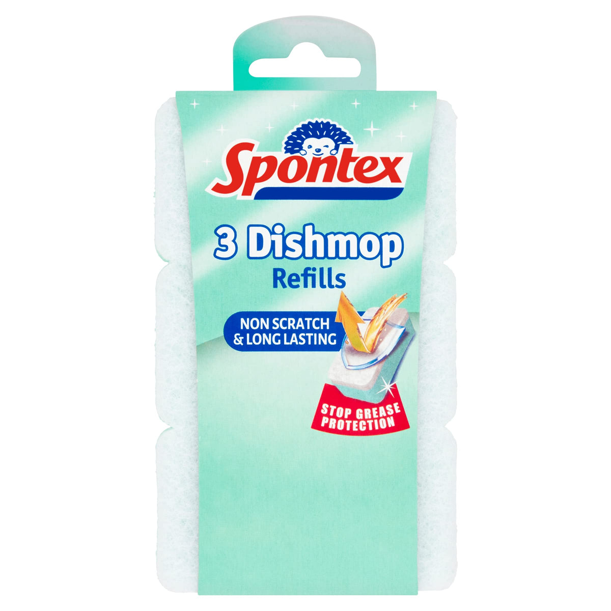 Spontex Dishmop Refills Non-Scratch - Replacement Sponge Heads for Washing Up Brush - Scourer Sponges - 9 x 3 Pack - New