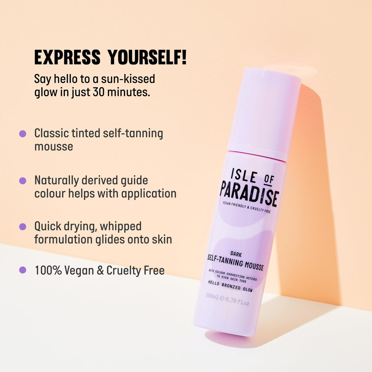 Isle of Paradise Self-Tanning Mousse - Bronzed Glow Dark - 200ml Vegan Fake Tan Body Lotion - Damaged Box