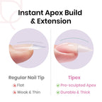Beetles Instant Apex Nail Tips - Pre-Built Pre-Etched Strong Thick Acrylic - 192 Medium Almond 16 Sizes - Damaged Box
