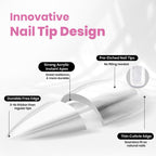 Beetles Instant Apex Nail Tips - Pre-Built Pre-Etched Strong Thick Acrylic - 192 Medium Almond 16 Sizes - Damaged Box