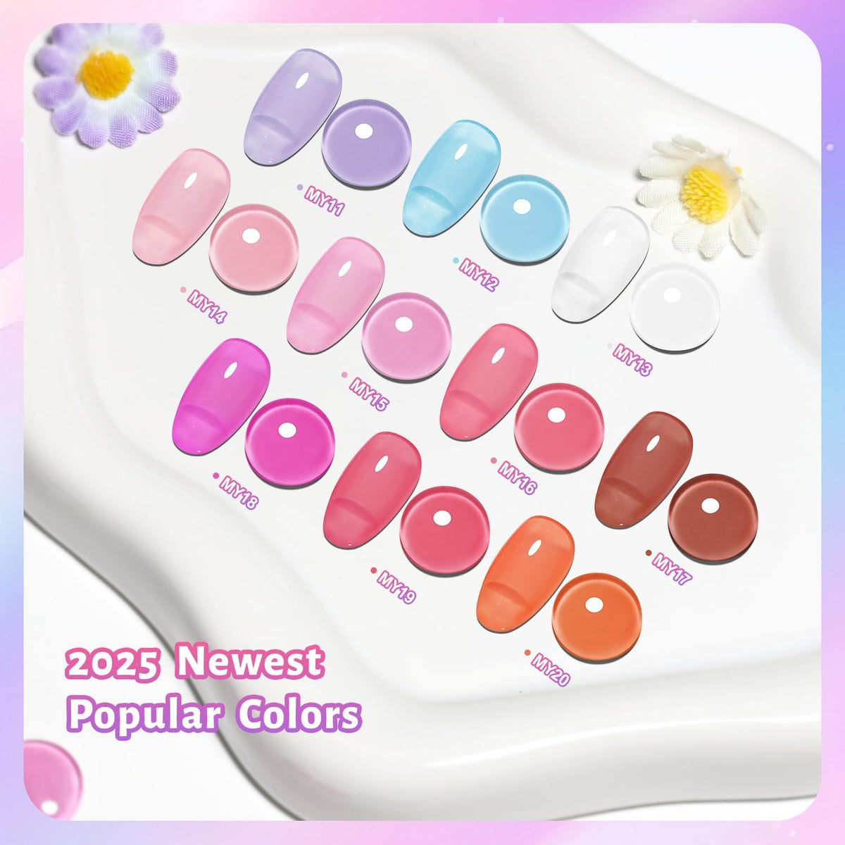 JODSONE Jelly Nail Polish Set - 10 Colors Quick Dry Translucent Nail Art Manicure Kit 5ML - New