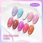 JODSONE Jelly Nail Polish Set - 10 Colors Quick Dry Translucent Nail Art Manicure Kit 5ML - New