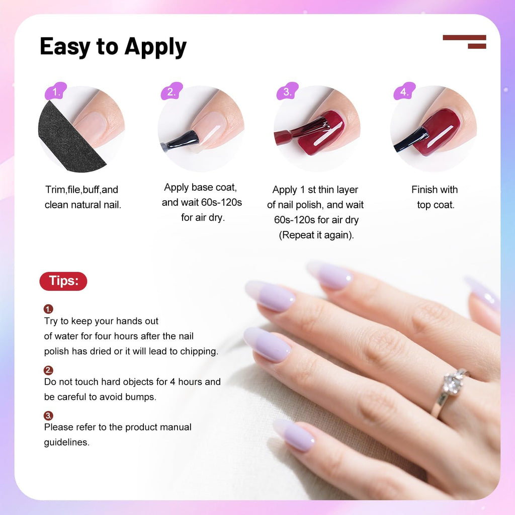 JODSONE Jelly Nail Polish Set - 10 Colors Quick Dry Translucent Nail Art Manicure Kit 5ML - New